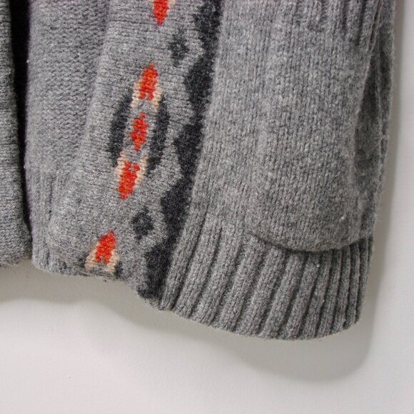 Hollister Gray Lamb Wool Cardigan Sweater Aztec Southwestern Bear Medium Large - Picture 5 of 13